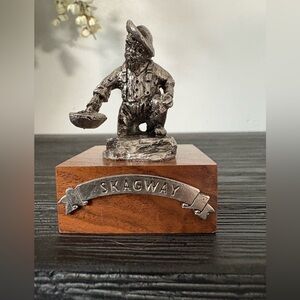 Skagway Silver Miner Figurine on Wooden Base